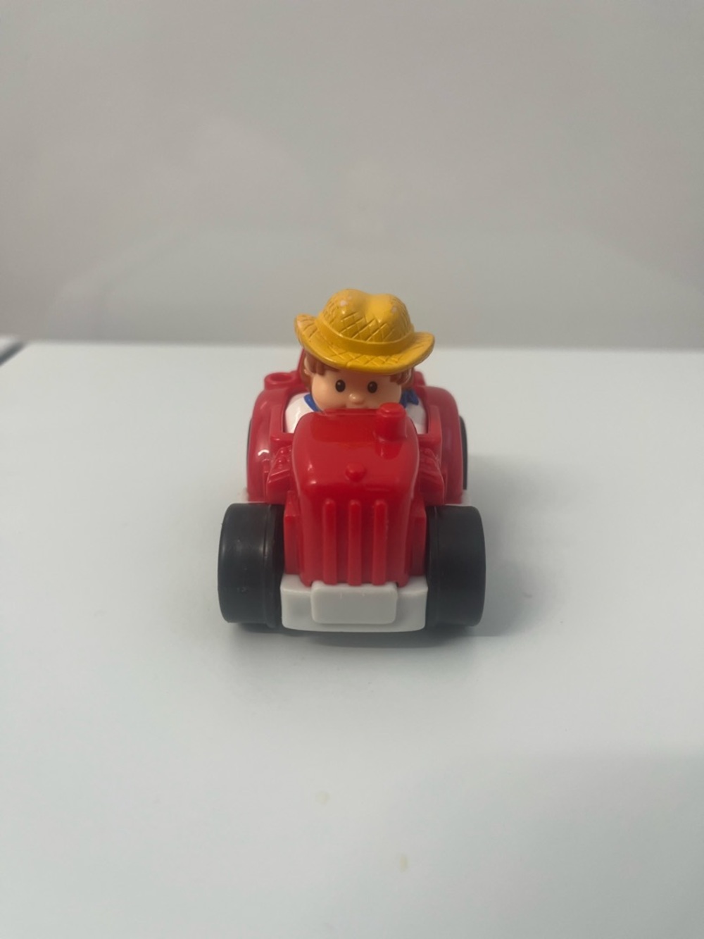 Fisher-Price little people Red wheelies Tractor with Yellow Hat Farmer toy car